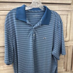 Vineyard Vines Blue Polo Shirt with Classic Striped Design